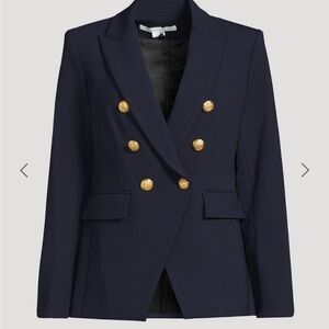 Veronica Beard Miller Dickey navy blue blazer jacket gold 0